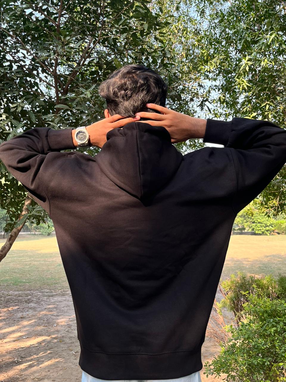 Premium Jet Black Oversized Hoodie 300+GSM – Stylish Winter Hoodies & Sweatshirts for Unisex